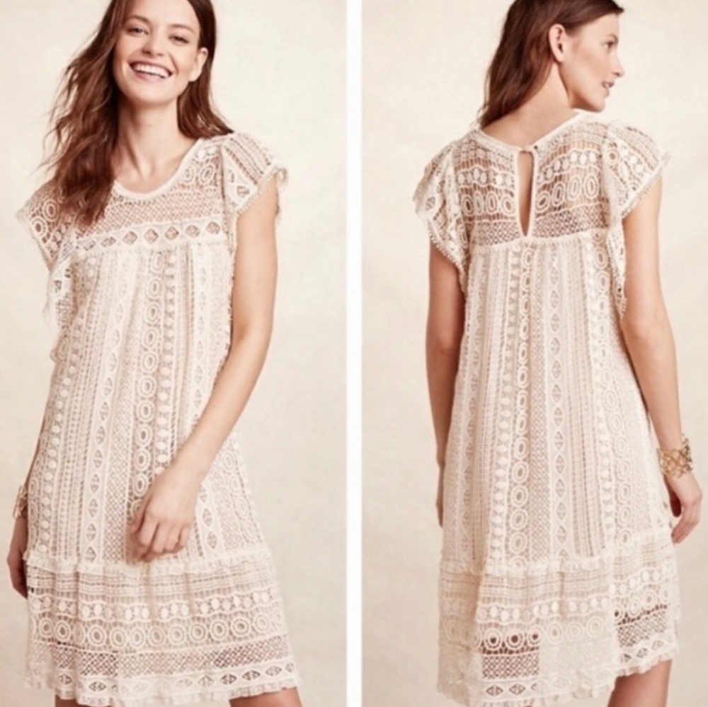 MAUVE by Anthropologie, crocheted tunic dress